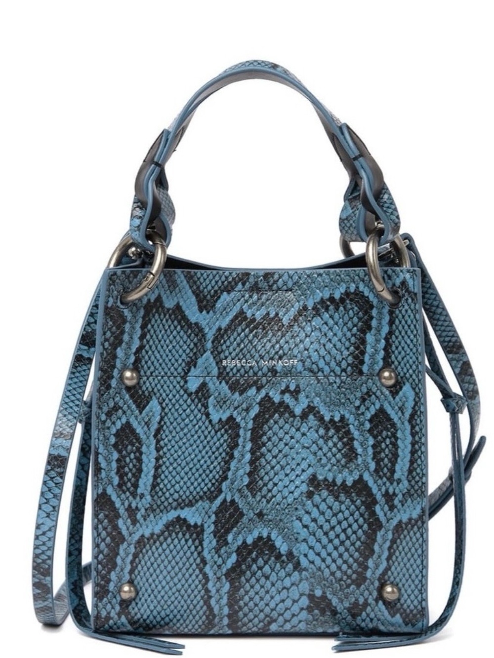 Rebecca Minkoff Blue Snake-Print Shoulder Bag